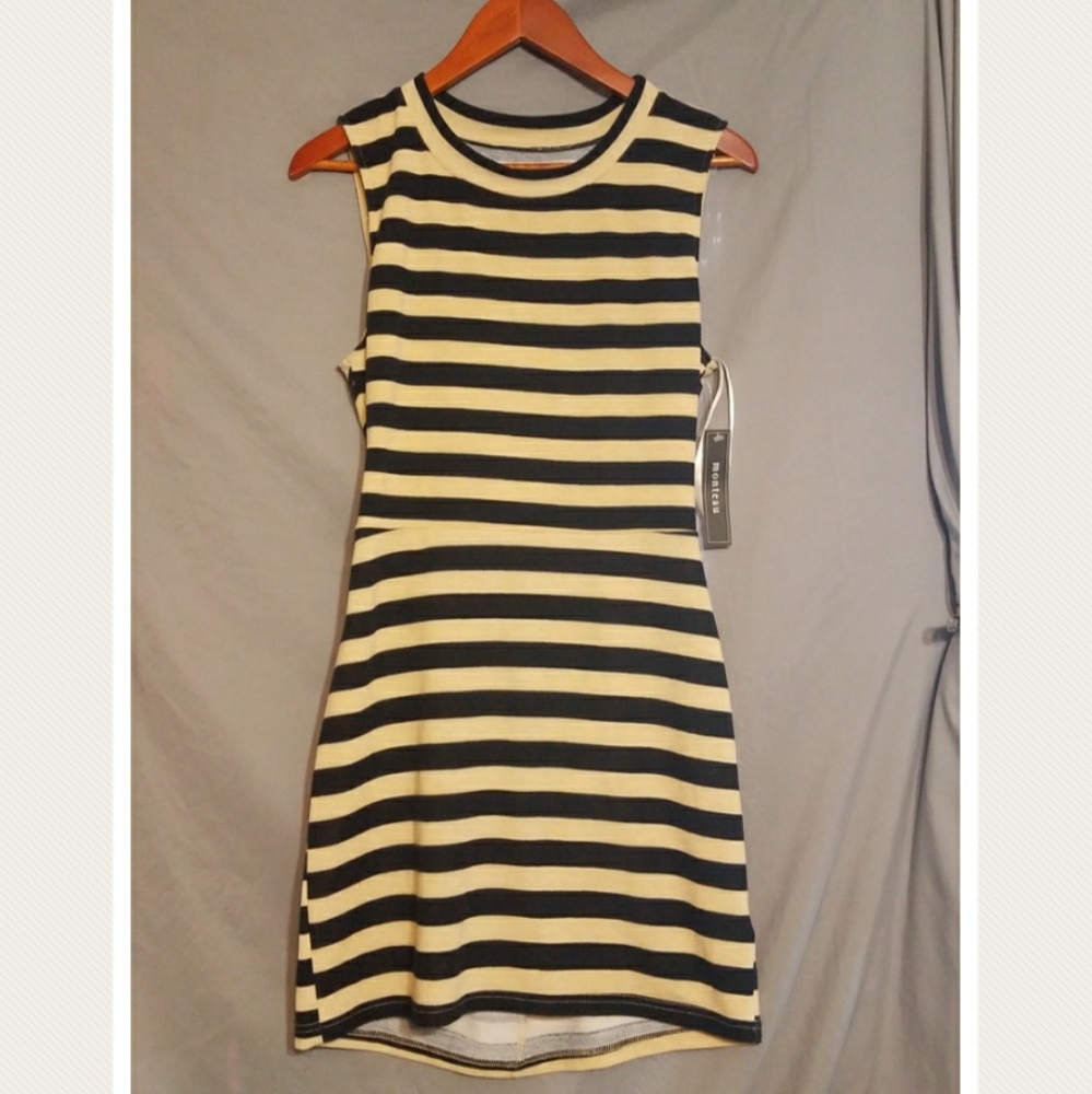 Beige and Black Dress